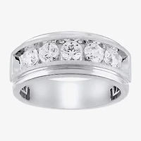 (H-I / I1) Mens 1 1/2 CT. T.W. Lab Grown White Diamond 10K Gold Wedding Band