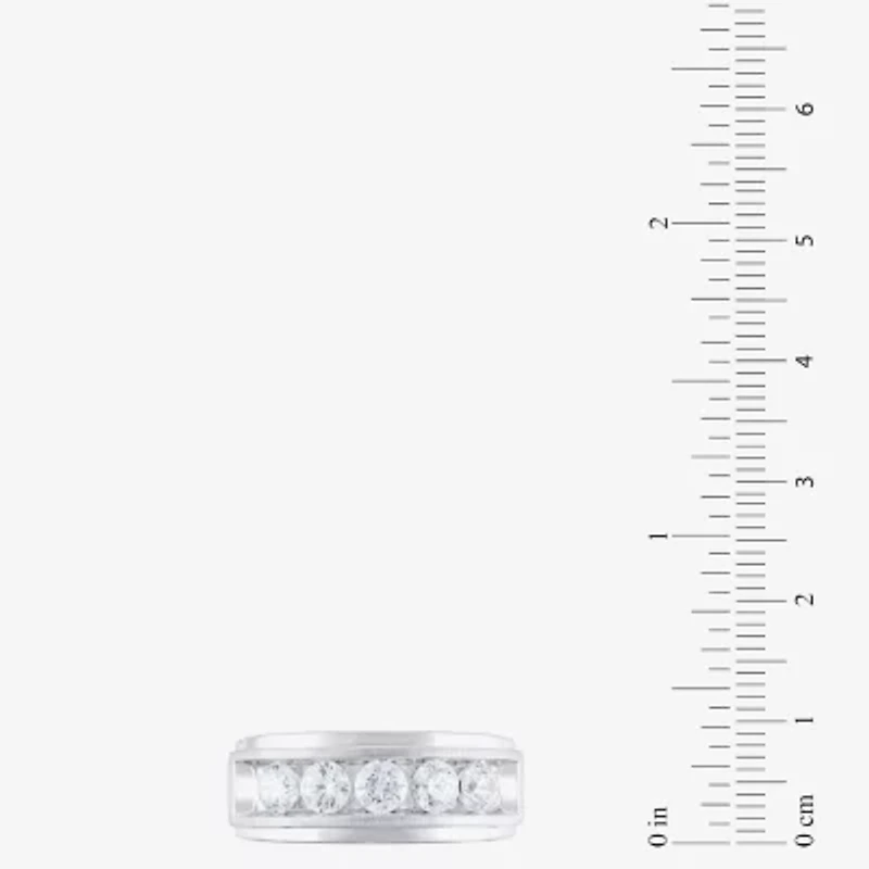 (H-I / I1) Mens 1 1/2 CT. T.W. Lab Grown White Diamond 10K Gold Wedding Band