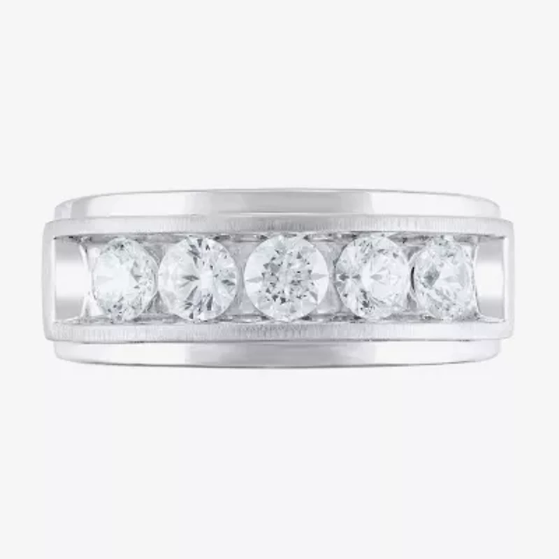 (H-I / I1) Mens 1 1/2 CT. T.W. Lab Grown White Diamond 10K Gold Wedding Band