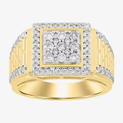 (I / I2) Mens 1 CT. Natural White Diamond 10K Gold Fashion Ring