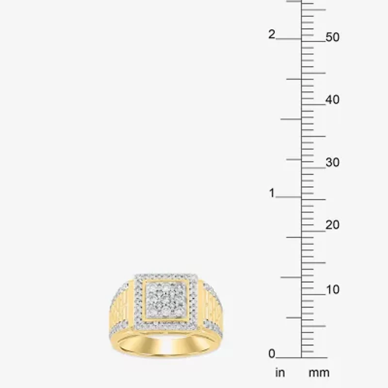 (I / I2) Mens 1 CT. Natural White Diamond 10K Gold Fashion Ring