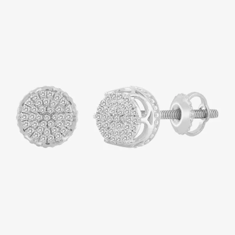 (J / I3) 1/6 CT. Natural White Diamond 10K Gold 7.7mm Round Stud Earrings