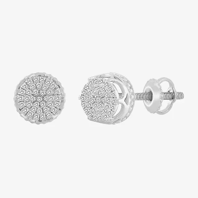 (J / I3) 1/6 CT. Natural White Diamond 10K Gold 7.7mm Round Stud Earrings