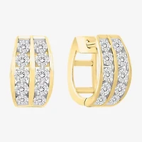 (I / I3) Mens 1/4 CT. Natural White Diamond 10K Gold 12mm Circle Hoop Earrings