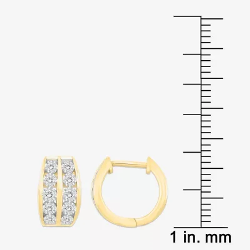 (I / I3) Mens 1/4 CT. Natural White Diamond 10K Gold 12mm Circle Hoop Earrings