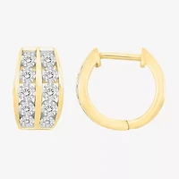 (I / I3) Mens 1/4 CT. Natural White Diamond 10K Gold 12mm Circle Hoop Earrings