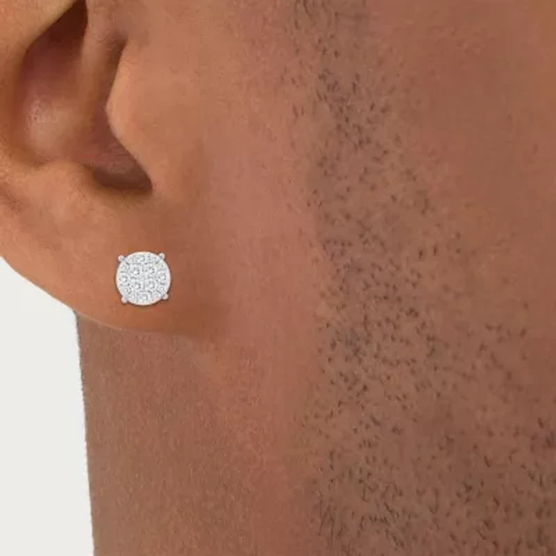 (I / I2-I3) 1/4 CT. Natural White Diamond 10K Gold 6.7mm Round Stud Earrings