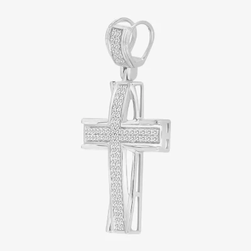 1/4 CT. (J / I3) White Diamond 10K Gold Cross Charm