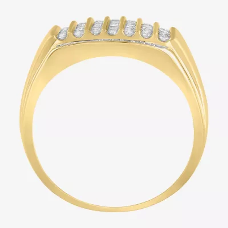 (I / I2-I3) Mens 1/2 CT. Natural White Diamond 10K Gold Fashion Ring