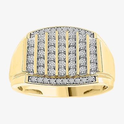 (I / I2-I3) Mens 1/2 CT. Natural White Diamond 10K Gold Fashion Ring