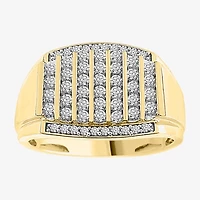 (I / I2-I3) Mens 1/2 CT. Natural White Diamond 10K Gold Fashion Ring