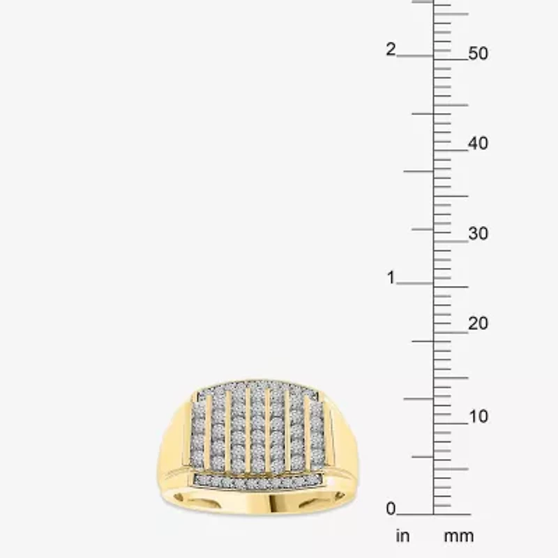 (I / I2-I3) Mens 1/2 CT. Natural White Diamond 10K Gold Fashion Ring