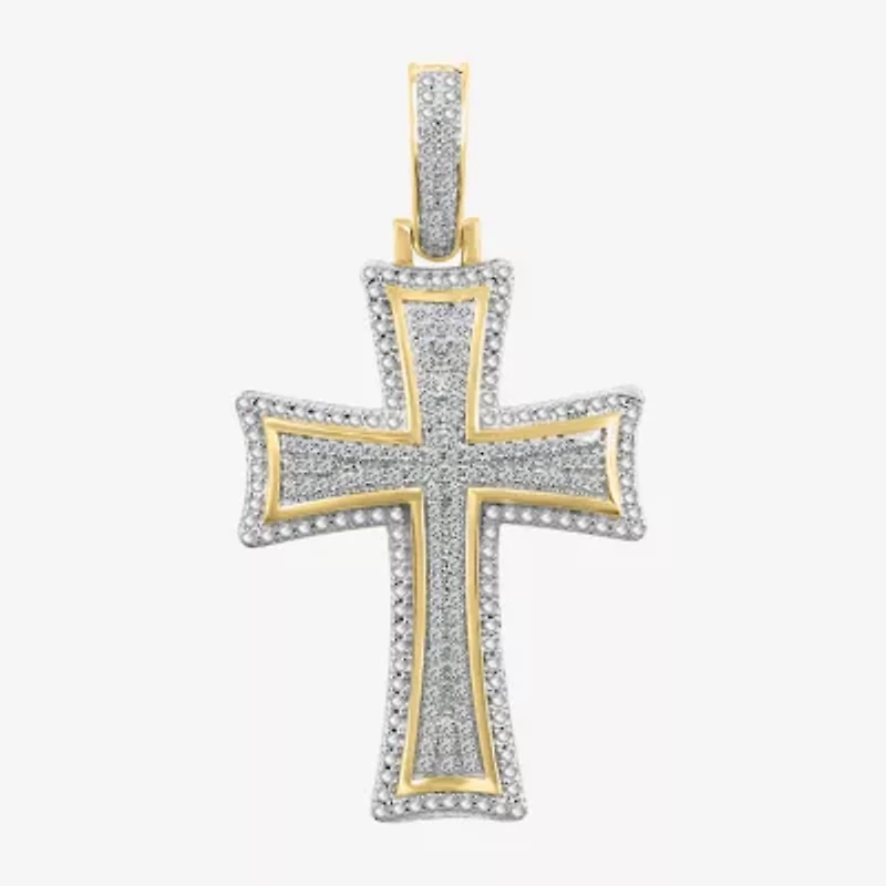 1/4 CT. (J / I3) White Diamond 10K Gold Cross Charm