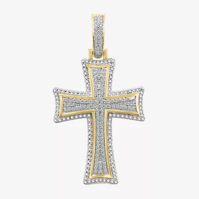 1/4 CT. (J / I3) White Diamond 10K Gold Cross Charm
