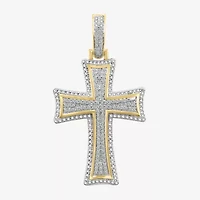 1/4 CT. (J / I3) White Diamond 10K Gold Cross Charm