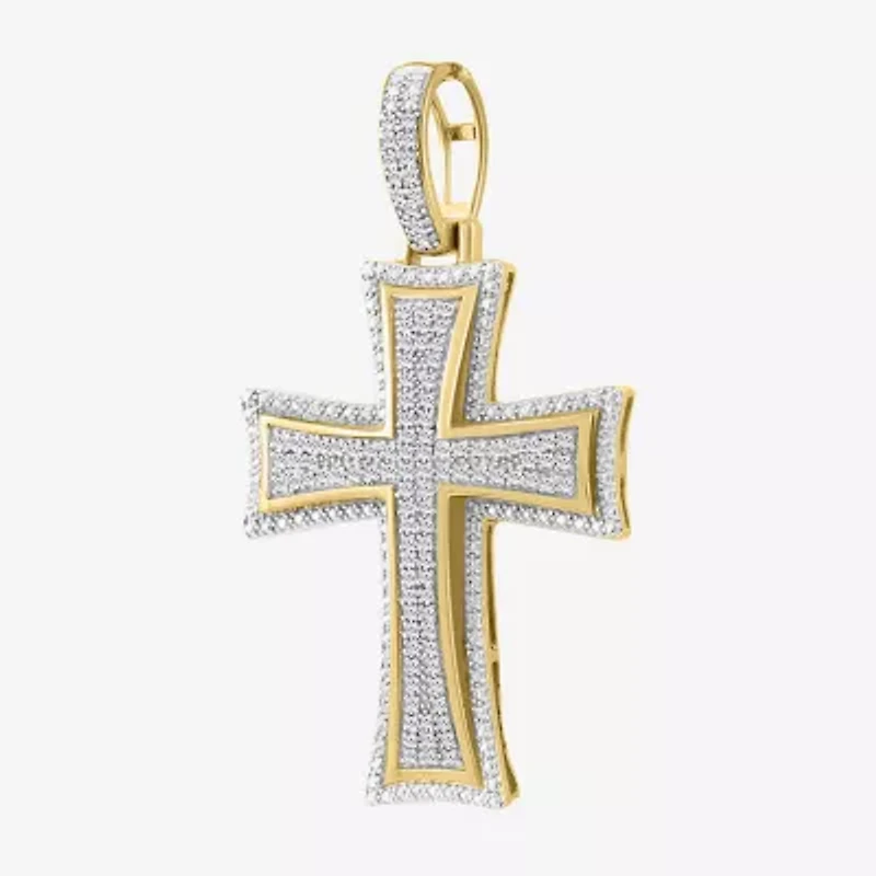 1/4 CT. (J / I3) White Diamond 10K Gold Cross Charm