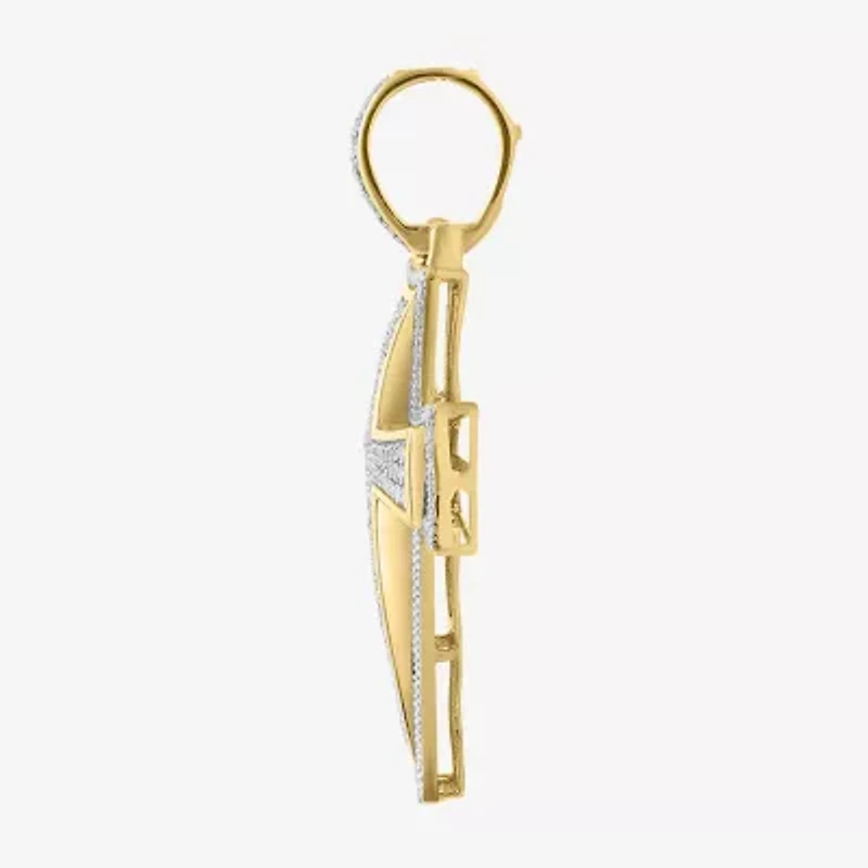 1/4 CT. (J / I3) White Diamond 10K Gold Cross Charm