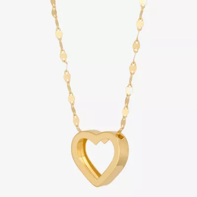 Gold Addiction Womens 10K Gold Heart 18 Inch Pendant Necklace
