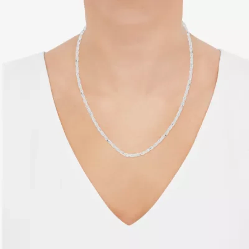 Made in Italy Womens Sterling Silver Inch Rope Chain Necklace