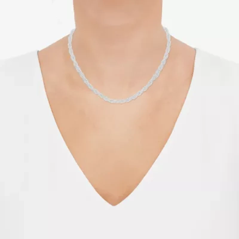 Made in Italy Unisex Adult Sterling Silver 16 Inch Rope Chain Necklace