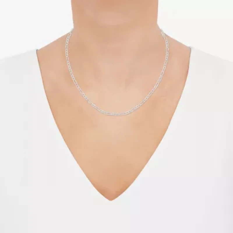 Made in Italy Womens Sterling Silver Inch Figaro Chain Necklace