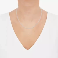Made in Italy Womens Sterling Silver Inch Figaro Chain Necklace