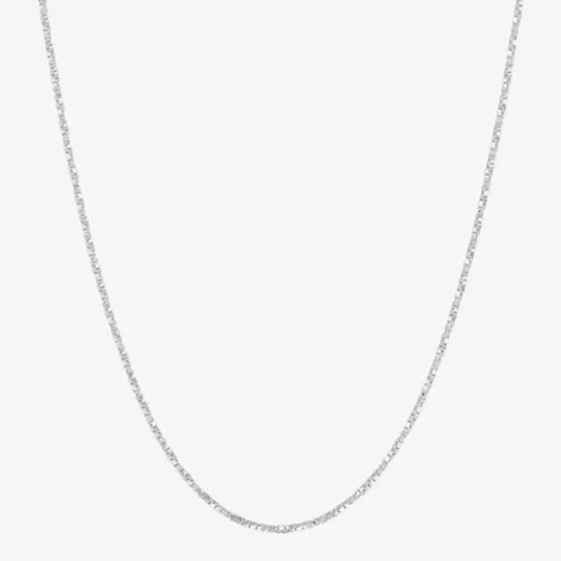 Made in Italy Womens Sterling Silver Inch Box Chain Necklace