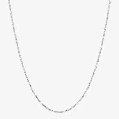 Made In Italy Womens Sterling Silver Inch Box Chain Necklace