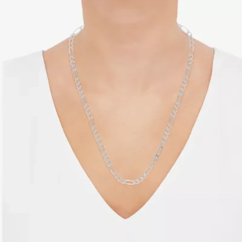 Made in Italy Womens Sterling Silver Inch Figaro Chain Necklace