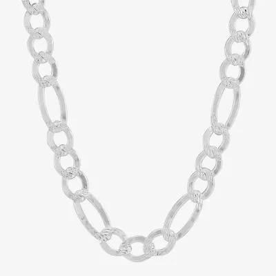 Made in Italy Womens Sterling Silver Inch Figaro Chain Necklace