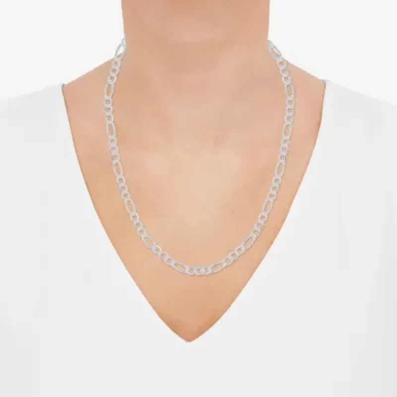 Made in Italy Womens Sterling Silver Inch Figaro Chain Necklace