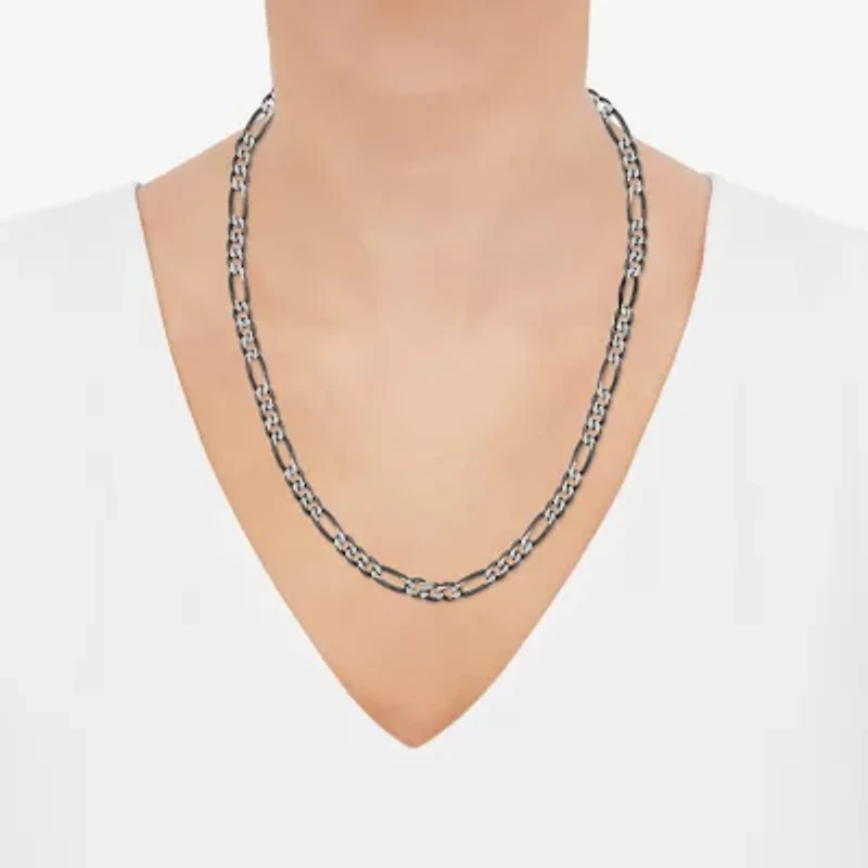 Made in Italy Womens Sterling Silver 20 Inch Figaro Chain Necklace