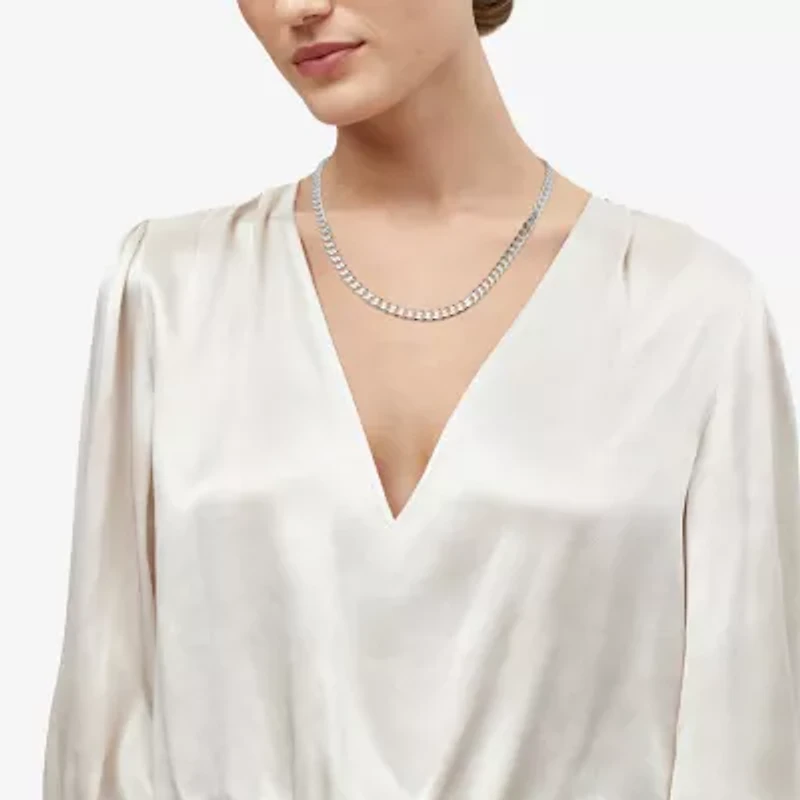 Made in Italy Womens Sterling Silver Inch Curb Chain Necklace