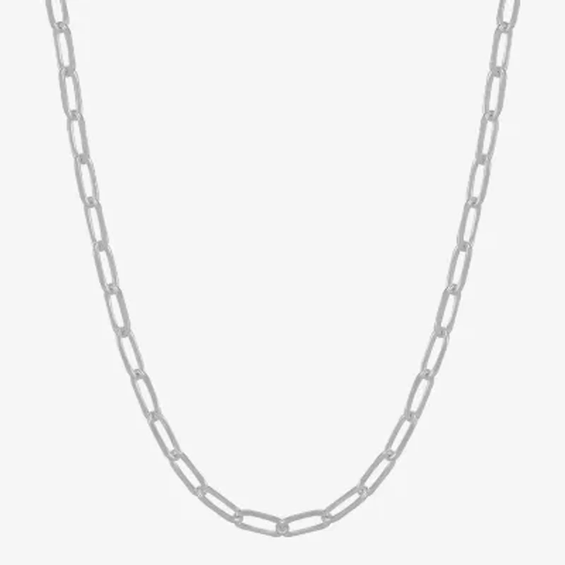 Made in Italy Womens Sterling Silver 20 Inch Paperclip Chain Necklace
