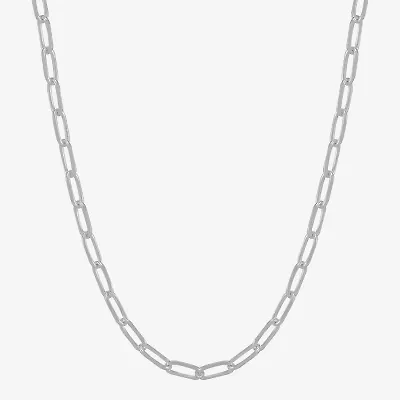 Made in Italy Womens Sterling Silver 20 Inch Paperclip Chain Necklace