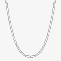 Made in Italy Womens Sterling Silver 20 Inch Paperclip Chain Necklace