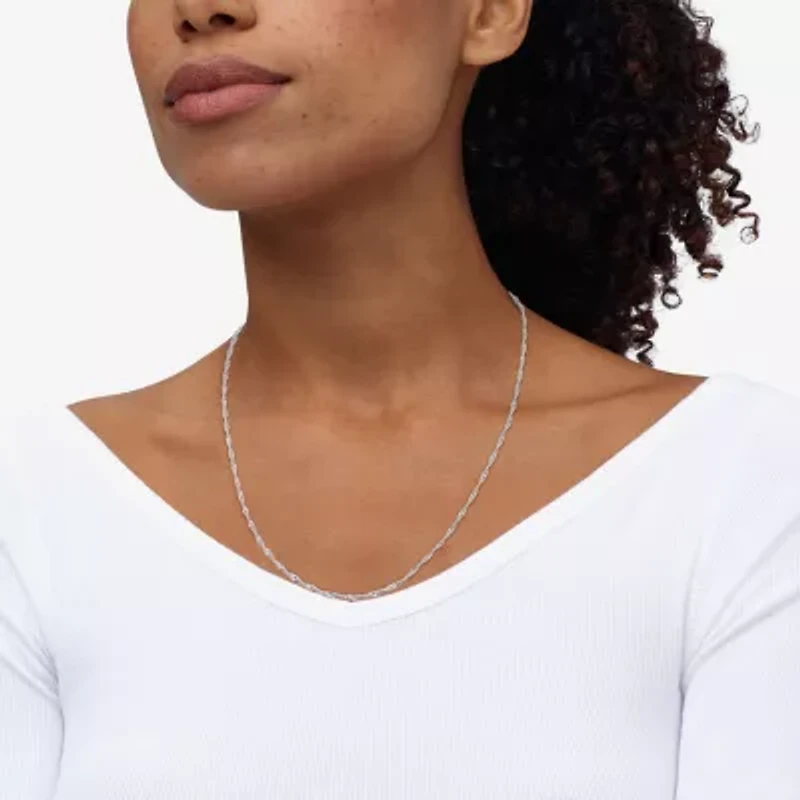 Made in Italy Womens Sterling Silver Inch Singapore Chain Necklace