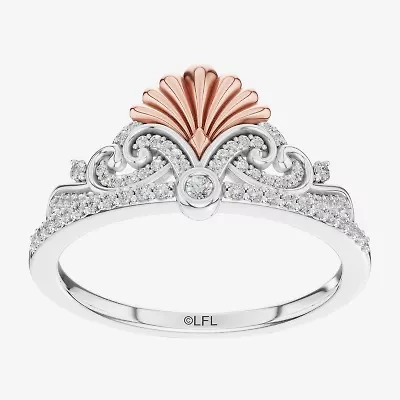 Womens 1/5 CT. Natural White Diamond 14K Rose Gold Sterling Silver Ariel Princess The Little Mermaid Cocktail Ring