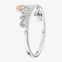 Womens 1/5 CT. Natural White Diamond 14K Rose Gold Sterling Silver Ariel Princess The Little Mermaid Cocktail Ring