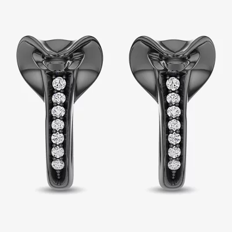 Womens 1/10 CT. T.W. Natural White Diamond Sterling Silver 15mm Aladdin Jafar Hoop Earrings