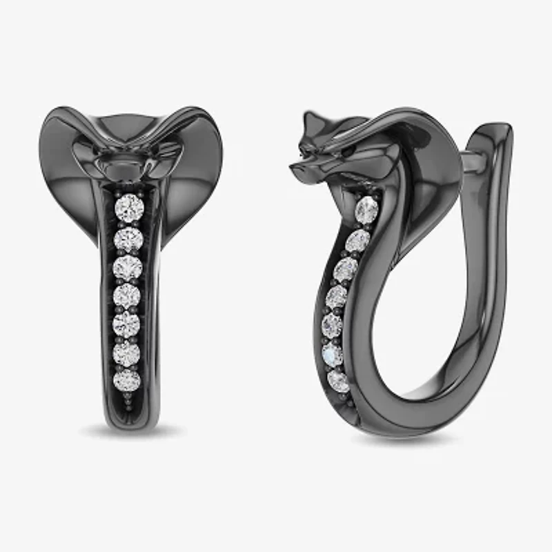 Womens 1/10 CT. T.W. Natural White Diamond Sterling Silver 15mm Aladdin Jafar Hoop Earrings