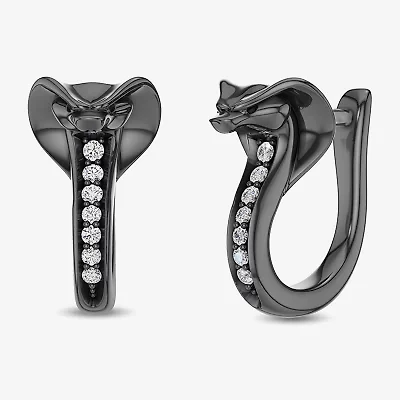 Womens 1/10 CT. T.W. Natural White Diamond Sterling Silver 15mm Aladdin Jafar Hoop Earrings