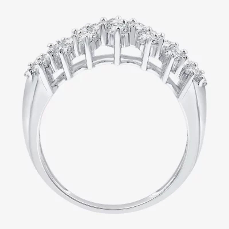 (G / Si1-Si2) Womens 1 CT. T.W. Lab Grown White Diamond Sterling Silver Cluster Band