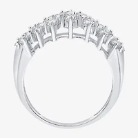 (G / Si1-Si2) Womens 1 CT. T.W. Lab Grown White Diamond Sterling Silver Cluster Band