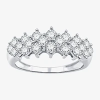 (G / Si1-Si2) Womens 1 CT. T.W. Lab Grown White Diamond Sterling Silver Cluster Band