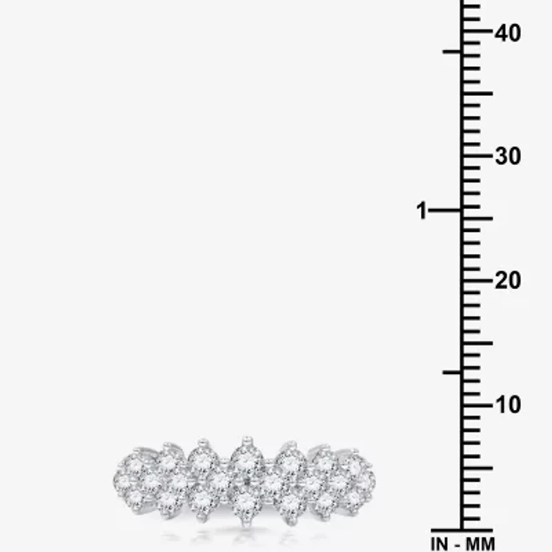 (G / Si1-Si2) Womens 1 CT. T.W. Lab Grown White Diamond Sterling Silver Cluster Band