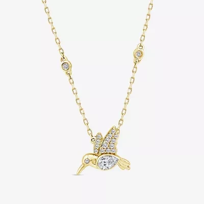 (F / Si1) Womens 1/4 CT. T.W. Lab Grown White Diamond 14K Gold Over Silver 18 Inch Pendant Necklace