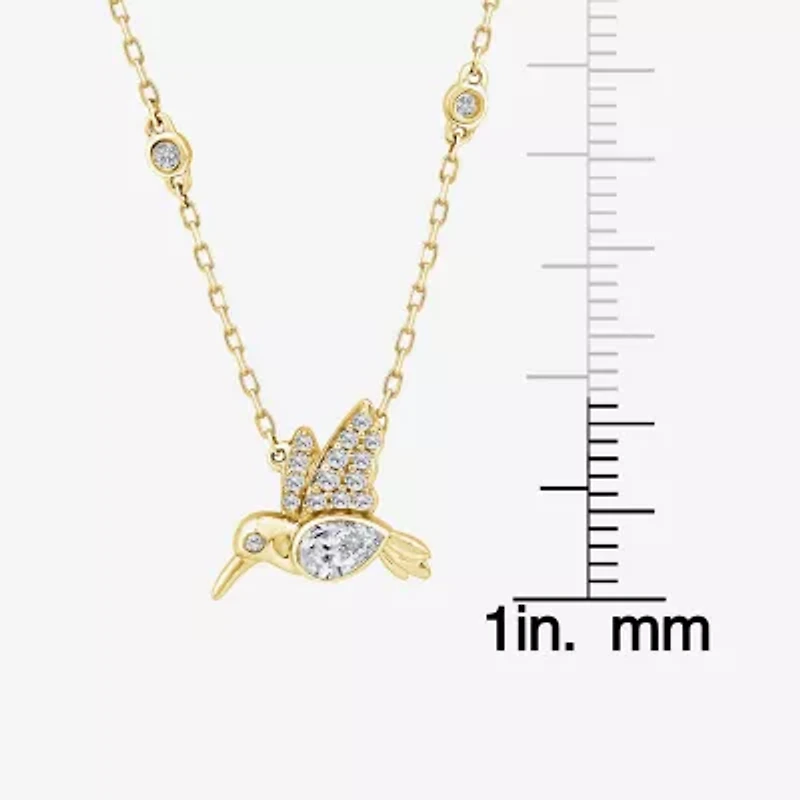 (F / Si1) Womens 1/4 CT. T.W. Lab Grown White Diamond 14K Gold Over Silver 18 Inch Pendant Necklace