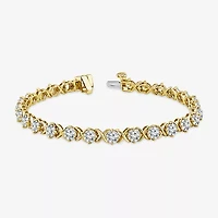 (F / Si2) Womens 6 CT. T.W. Lab Grown White Diamond 14K Gold Over Silver 7.25 Inch Tennis Bracelet