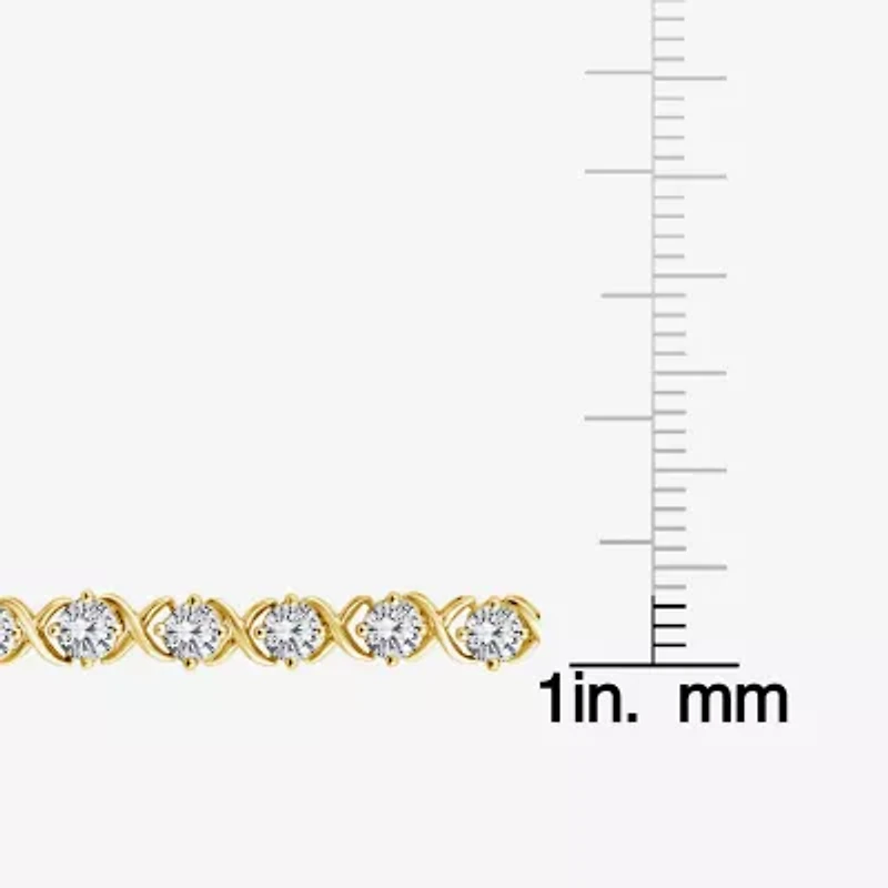 (F / Si2) Womens 6 CT. T.W. Lab Grown White Diamond 14K Gold Over Silver 7.25 Inch Tennis Bracelet